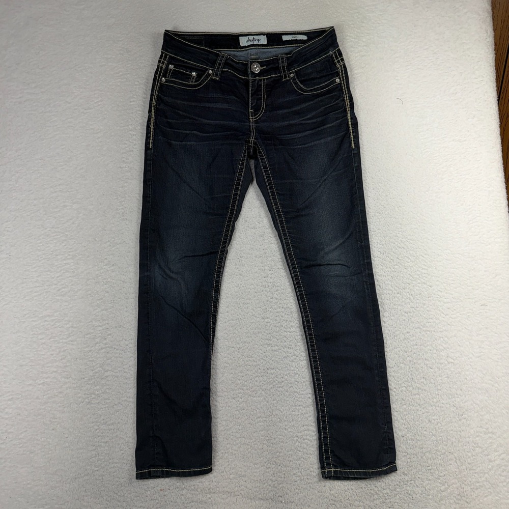 Daytrip Women's Virgo Straight Dark Wash 28 (32x29 Blue Jeans Contrast Stitching